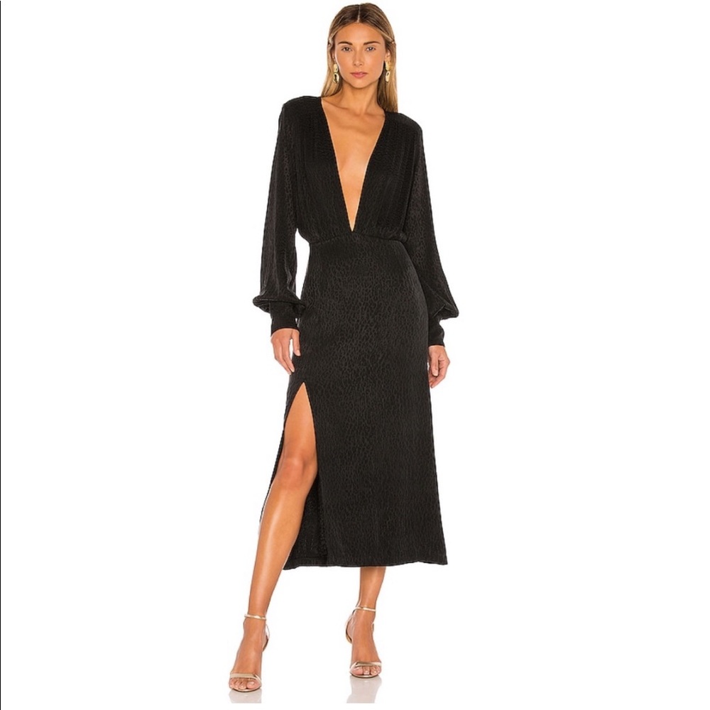 Ellejay deep v neck dress with slit